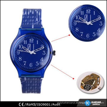 Fabrik Großhandel billig Uhr, Kunststoff-Armband Druck Kind Uhr